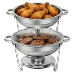 Chafing Dish Stainless Steel Glass Lid Round Buffet Set 2/4PACK. Fixed Price $39.99.