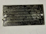 Vintage General Electric Switchboard Brass Id Name Plate. Fixed Price $12.95.