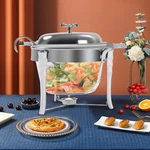 3.8L/4QT Stainless Steel Chafing Dish Set Glass Pot Food Warmer Buffet Kitchens. Fixed Price $89.58.