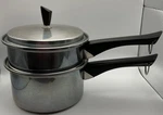 Imperial Stainless Steel Double Boiler Sauce Pot With Lid Made Usa Vintage. Fixed Price $27.00.
