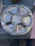 Vintage Lundtofte Stainless Steel Divided Turns Serving Dish Appetizer Denmark. Fixed Price $55.00.