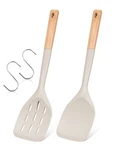 Pack Of 2 Silicone Spatula Non Stick Cooking Utensil Set Wooden Handle Kitchen. Fixed Price $15.38.