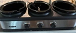 Bella 3 X 1.5-QUART Triple Slow Cooker Stainless Steel/black Small Appliance. Fixed Price $30.00.