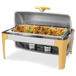 Elegant Gold Stainless Steel Roll Top Chafing Dish Set, 9 Qt Buffet Server New. Fixed Price $93.99.