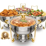 Vevor 5 Qt 4 Pack Round Chafing Dish Buffet Set Full-size Pan Stainless Steel. Fixed Price $119.99.