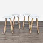 Set Of Four Songmics/costway Wooden Stools. Fixed Price $350.00.
