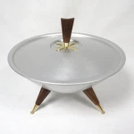 Vintage Mirro Medallion Candy Dish Bowl With Lid Mid Century Atomic. Fixed Price $95.00.