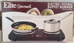 Elite Gourmet EDB-302BF Countertop Double Cast Iron Burner, 1500 Watts Electric. Fixed Price $34.99.