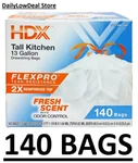140-COUNT Hdx Flexpro Fresh Scent Kitchen Trash Bag W/ Odor Control 13 Gallon. Fixed Price $25.77.