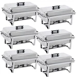 6 Pack Stainless Steel Chafer Chafing Dish Sets Catering Food Warmer 8 Qt. Fixed Price $103.59.