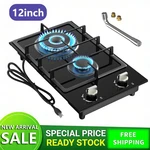 Kitchen Gas Cooktop Dual Burners Tempered Glass Countertop Drop-in Stove Plug-in. Fixed Price $107.00.