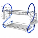 Megachef 16 Inch Two Shelf Iron Wire Dish Rack Blue. Fixed Price $31.48.