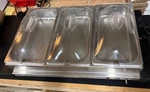 Broil King Professional Stainless-steel Triple Buffet Server With Plastic Lids. Fixed Price $69.95.