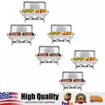 6-PACK Rectangular Chafing Dish, Dual Compartment Stainless Steel Buffet Warmer. Fixed Price $210.89.