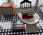 Imperia Pasta Maker With Duplex Cutter Attachment Made In Italy Red. Fixed Price $50.00.