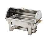 Winco C-5080 Dallas Full Size Quart S/s Roll Top Chafer W/ Gold Accents. Fixed Price $145.23.