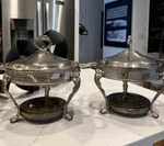 2 Godinger Silver Plated Qt Gallery Round Food Warmer Vintage. Fixed Price $47.00.