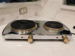 Command Performance Gold Double Burner Electric Stove MK-307F. Fixed Price $20.50.