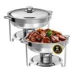 Chafing Dish Buffet Set Of 2 Pack, 5QT Round Stainless Steel Chafer For Cater.... Fixed Price $118.67.