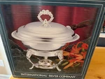 Silver Plated Chafing Dish With Sterno Can Holder International Company. Fixed Price $49.95.