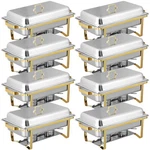 8 Pack Qt Stainless Steel Chafing Dishes With Stable Frame For Party Indoor. Fixed Price $210.58.