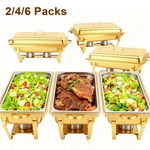 2/4/6X 9QT Chafing Dish Buffet Set Gold 316 Stainless Steel Chafer For Catering. Fixed Price $180.99.