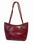 Women Handbag Purse Shoulder Red Faux Alligator Braided Handle Heart Accents. Fixed Price $10.05.