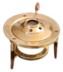 Vintage Solid Brass Warmer Teak Wood Legs Japan Mid Century. Fixed Price $64.99.