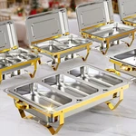 Elegant 6 Pack Chafing Dish Set, 9.5QT Stainless Steel Buffet Warmer. Fixed Price $283.99.