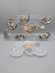 Mud Pie Fused Glass Oyster Setving Tray & Triple Dipping Plate Nwt. Fixed Price $45.00.