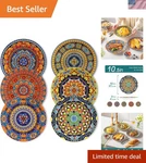 Colorful Plates Set Of 6, 10.5 Inch Ceramic Kitchen For Dinner,.... Fixed Price $83.94.