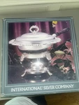 Vintage 1992 International Silver Lauren Design Complete Qt Chaffing Dish. Fixed Price $65.00.
