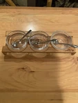 Wolfgang Puck 12 Triple Condiment Server W/ Spoons, Wood Tray & Glass Bowls. Fixed Price $19.99.