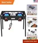 Outdoor Gas Stove With High-output Dual Burners For Camp Cooking. Fixed Price $144.02.