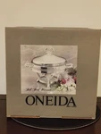 Oneida Tall Food Warmer W/ovenware Glass Liner 2 Quart Silverplate New Box. Fixed Price $31.99.