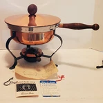 Vintage Orenson Copper Chafing Dish W/ Wooden Handle Ernest Sohn Creations. Fixed Price $48.00.