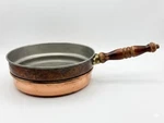 Old Dutch International Vtg Solid Copper Chafing Dish Pan Skillet 2PC W/sticker. Fixed Price $29.99.