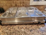 Quality! Oster Triple Station Buffet Server With Warming Tray And Lids 2.5 Qt. Fixed Price $44.90.