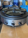 Ge 3 Crock Round Slow Cooker Buffet Server Ceramic Stainless Steel Black. Fixed Price $50.00.