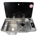 Can One Burner Hob & Left Hand Sink Combination With Glass Lid FL1324 Campervan. Fixed Price $1652.36.