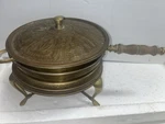 Rare Vintage 1950S 1960S Copper And Brass Food Warmer/chafing Dish 4PC Wood Hdl. Fixed Price $20.50.