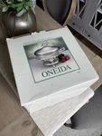 Vtg Oneida Silverplate Tall Food Warmer 2 Qts Ovenware Glass Liner Handles. Fixed Price $39.00.