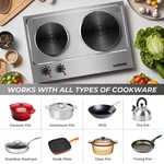 Electric Cooktop 1800W Portable Double Cast Iron Burner - All Types Of Cookware. Fixed Price $90.49.