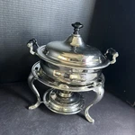 Vintage Manning Bowman Silverplate Chafing Dish Set Warming Stand Serving #R87. Fixed Price $32.77.