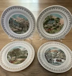Vintage Set Of 4 Decorative Plates Currier And Ives Four Seasons 8 See Pictures. Fixed Price $16.00.