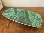 L'objet Medium 24K Gold Rimmed Green Malachite Tray. Fixed Price $135.00.