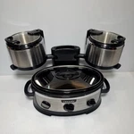 Crock Pot Swing & Electric 3.5 Qt, 6.5 Slow Cooker Buffet Server. Fixed Price $199.98.