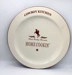 Ceramic Dinner Plates Western Moments Cowboy Kitchen Rearing Horse And Rider. Fixed Price $11.95.