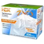 Hdx 13 Gallon Tall Kitchen Trash Bags Fresh Scent Drawstring 200 Count. Fixed Price $21.95.