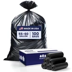 Plasticplace 55-60 Gallon Trash Bags, 1.0 Mil Black, Case Of 100. Fixed Price $56.00.